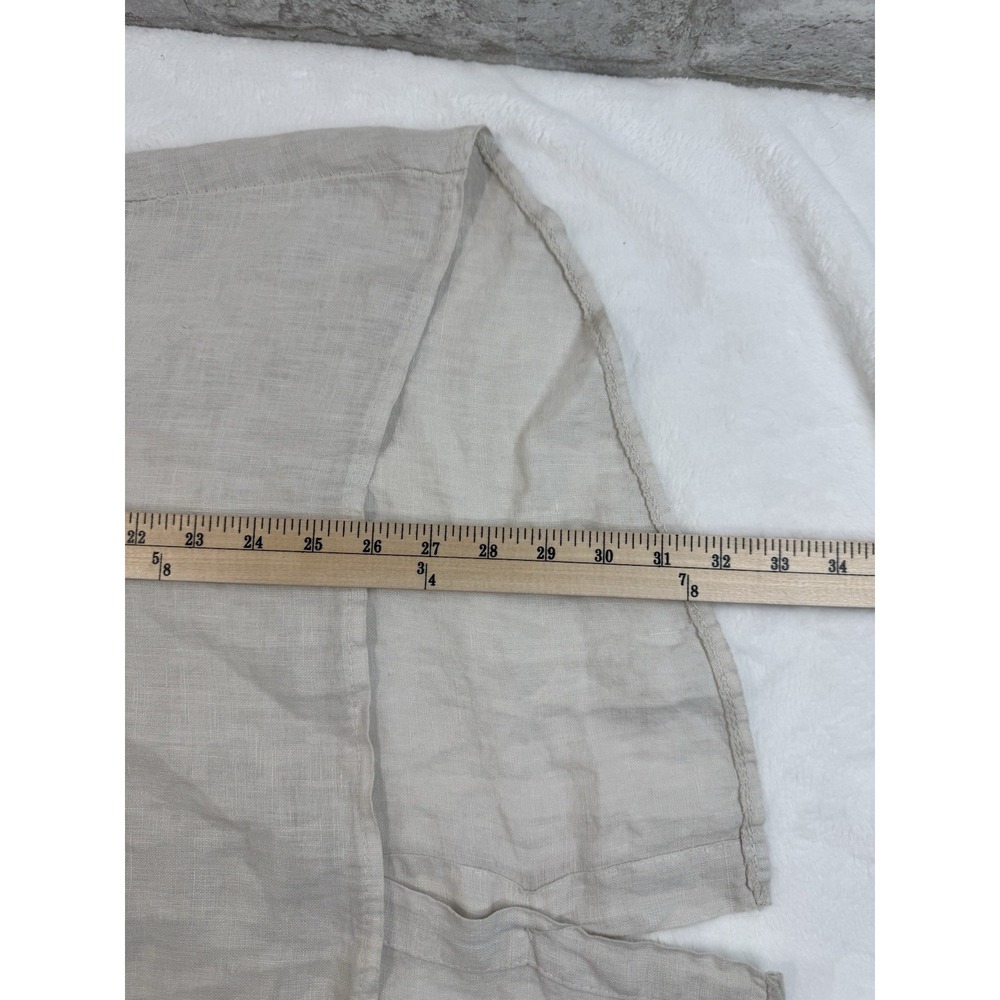 Terzo Millennio Made In Italy Tan 100% Linen Lagenlook Tunic Top Women Size L - Picture 8 of 9